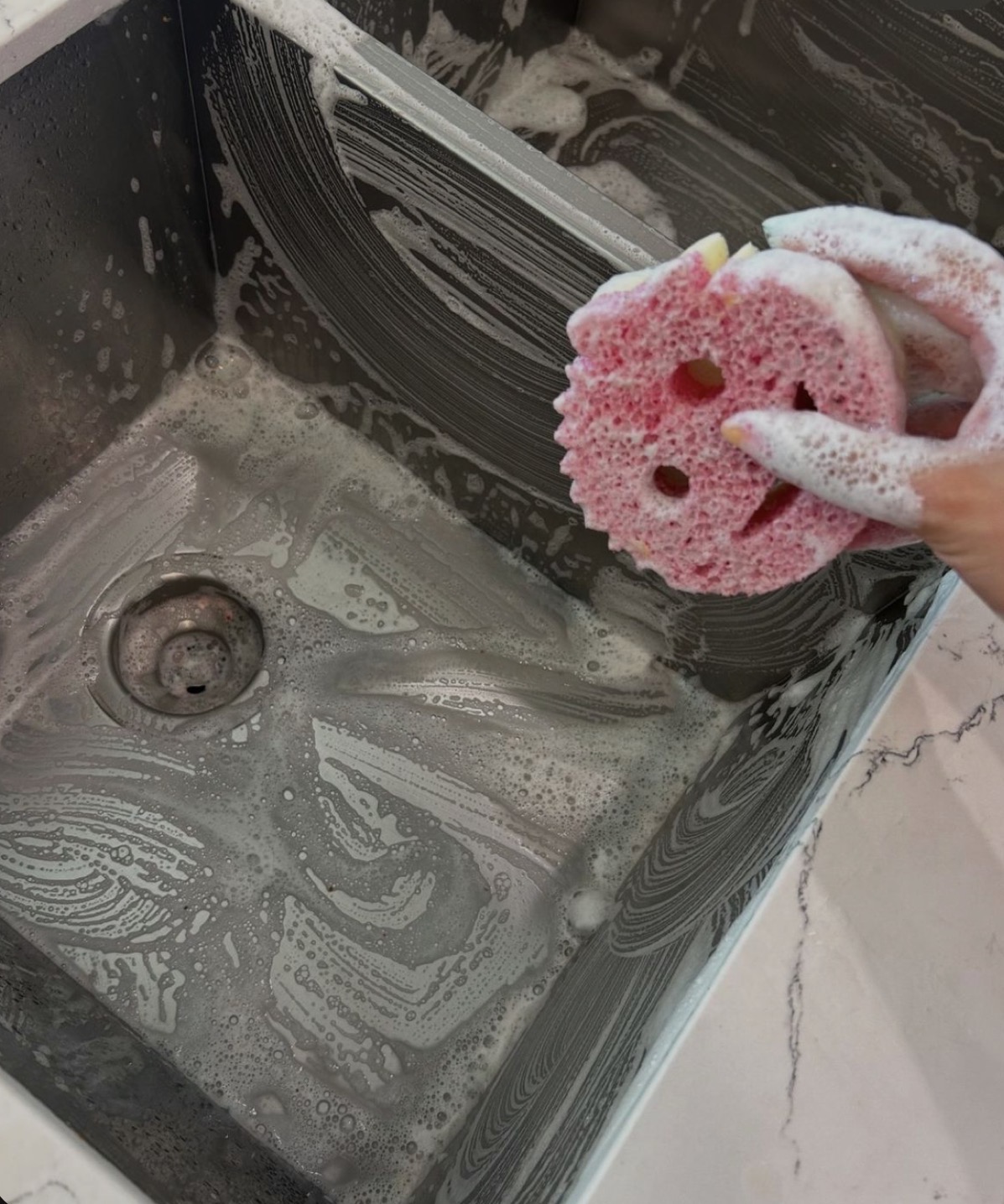 Cleaning supplies in a natural woven basket